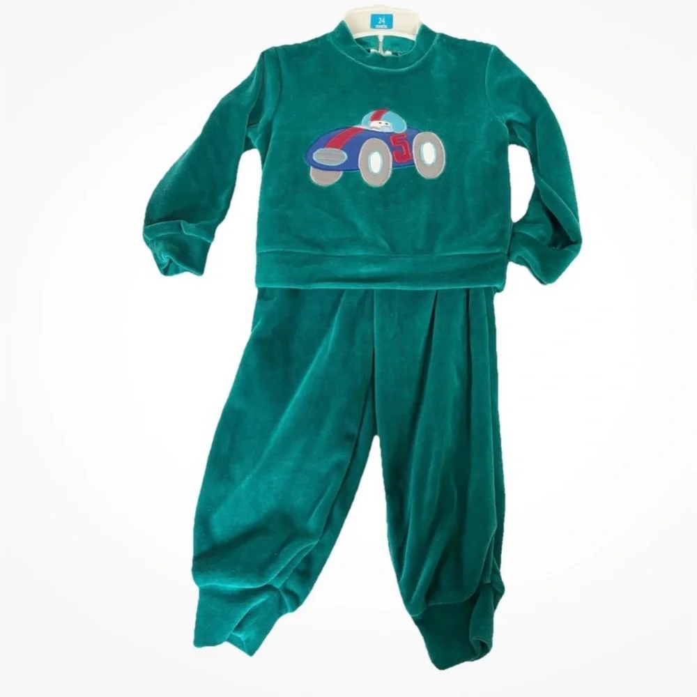 Vintage Velour Kids play Set with Race Car Design